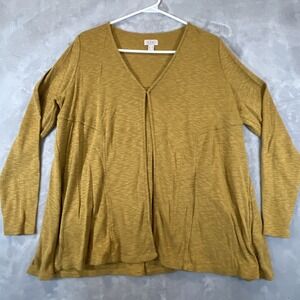 Logo by Lori Goldstein Yellow Green Long Sleeve Cardigan Sweater Size M Womens